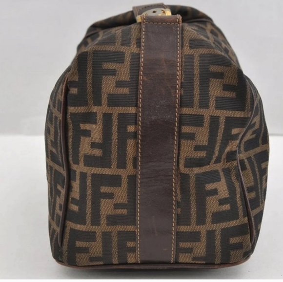 FENDI Vintage Zucca Hand Bag Canvas Leather Brown USED - LIVE SHOW Listing! - Picture 2 of 16